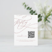 Romantische Kalligrafie Blush Roze QR Code Bruilof RSVP Kaartje (Staand voorkant)