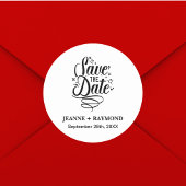 Romantische Kalligrafie Bruiloft Custom Save the D Ronde Sticker
