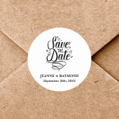 Romantische Kalligrafie Bruiloft Custom Save the D Ronde Sticker