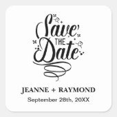 Romantische Kalligrafie Bruiloft Custom Save the D Vierkante Sticker (Voorkant)