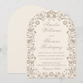 Romantische kalligrafie bruiloft neutrale uitnodig kaart (Voorkant / Achterkant)