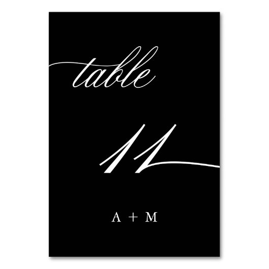 Romantische kalligrafie bruiloft nummer 11, zwart kaart (Achterkant)