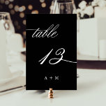 Romantische kalligrafie bruiloft nummer 13, zwart kaart<br><div class="desc">Tabel 13. Controleer alle beschikbare nummers. | Romantisch en elegant swirly kalligrafie trouwtafel nummer met monogrammen. Voor meer geavanceerde aanpassing van dit ontwerp,  klikt u op de BLUE DESIGN TOOL BUTTON hierboven!</div>