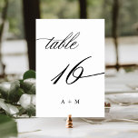Romantische kalligrafie bruiloft nummer 16, kaart<br><div class="desc">Tabel 16. Controleer alle beschikbare nummers. | Romantisch en elegant swirly kalligrafie trouwtafel nummer met monogrammen. Voor meer geavanceerde aanpassing van dit ontwerp,  klikt u op de BLUE DESIGN TOOL BUTTON hierboven!</div>
