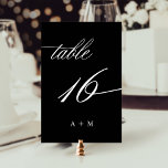 Romantische kalligrafie bruiloft nummer 16, zwart kaart<br><div class="desc">Tabel 16. Controleer alle beschikbare nummers. | Romantisch en elegant swirly kalligrafie trouwtafel nummer met monogrammen. Voor meer geavanceerde aanpassing van dit ontwerp,  klikt u op de BLUE DESIGN TOOL BUTTON hierboven!</div>