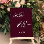 Romantische kalligrafie bruiloft nummer 18, Bourgo Kaart<br><div class="desc">Tabel 18. Controleer alle beschikbare nummers. | Romantisch en elegant swirly kalligrafie trouwtafel nummer met monogrammen. Voor meer geavanceerde aanpassing van dit ontwerp,  klikt u op de BLUE DESIGN TOOL BUTTON hierboven!</div>