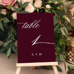 Romantische kalligrafie bruiloft nummer 1, Bourgon Kaart<br><div class="desc">Tabel 1. Controleer alle beschikbare nummers. | Romantisch en elegant swirly kalligrafie trouwtafel nummer met monogrammen. Voor meer geavanceerde aanpassing van dit ontwerp,  klikt u op de BLUE DESIGN TOOL BUTTON hierboven!</div>