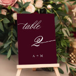 Romantische kalligrafie bruiloft nummer 2, Bourgon Kaart<br><div class="desc">Tabel 2. Controleer alle beschikbare nummers. | Romantisch en elegant swirly kalligrafie bruiloft tafel nummer. Voor meer geavanceerde aanpassing van dit ontwerp,  klikt u op de BLUE DESIGN TOOL BUTTON hierboven!</div>