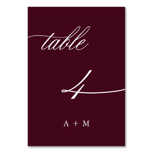 Romantische kalligrafie bruiloft nummer 4, Bourgon Kaart (Voorkant)
