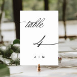 Romantische kalligrafie bruiloft nummer 4, kaart<br><div class="desc">Tabel 4. Controleer alle beschikbare nummers. | Romantisch en elegant swirly kalligrafie bruiloft tafel nummer met initialen. Voor meer geavanceerde aanpassing van dit ontwerp,  klikt u op de BLUE DESIGN TOOL BUTTON hierboven!</div>