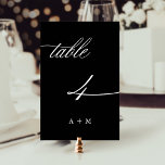 Romantische kalligrafie bruiloft nummer 4, zwart kaart<br><div class="desc">Tabel 4. Controleer alle beschikbare nummers. | Romantisch en elegant swirly kalligrafie bruiloft tafel nummer met initialen. Voor meer geavanceerde aanpassing van dit ontwerp,  klikt u op de BLUE DESIGN TOOL BUTTON hierboven!</div>