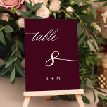 Romantische kalligrafie bruiloft nummer 8, Bourgon Kaart<br><div class="desc">Tabel 8. Controleer alle beschikbare nummers. | Romantisch en elegant swirly kalligrafie trouwtafel nummer met monogrammen. Voor meer geavanceerde aanpassing van dit ontwerp,  klikt u op de BLUE DESIGN TOOL BUTTON hierboven!</div>