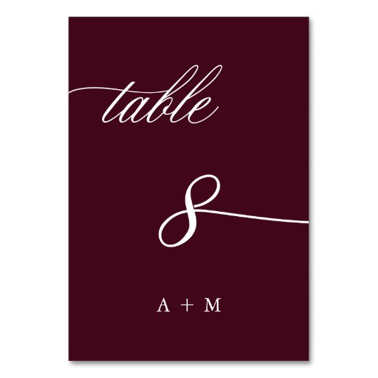 Romantische kalligrafie bruiloft nummer 8, Bourgon Kaart (Voorkant)