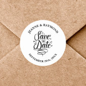 Romantische Kalligrafie Custom Save the Date Bruil Ronde Sticker