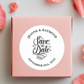 Romantische Kalligrafie Custom Save the Date Bruil Ronde Sticker