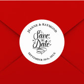 Romantische Kalligrafie Custom Save the Date Bruil Ronde Sticker