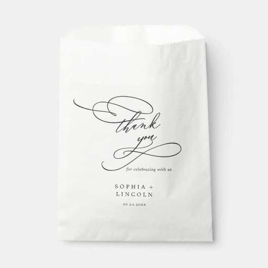 Romantische kalligrafie Dank u bruiloft Bedankzakje (Voorkant)