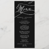 Romantische kalligrafie | Donker zwart bruiloft di Menu (Voorkant)