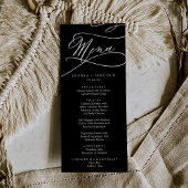 Romantische kalligrafie | Donker zwart bruiloft di Menu