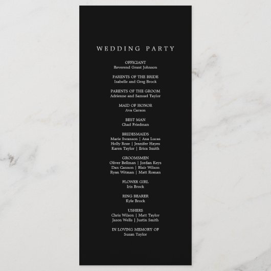 Romantische kalligrafie | Donker Zwart Monogram Br Programmakaart (Achterkant)