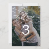 Romantische Kalligrafie Donkere Foto 5x7" Tafelnum Kaart (Achterkant)