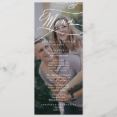 Romantische kalligrafie donkere foto bruiloft dine menu (Voorkant)