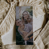 Romantische kalligrafie donkere foto bruiloft dine menu