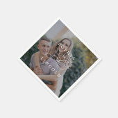 Romantische kalligrafie donkere foto bruiloft serv servet (Hoek)