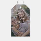 Romantische kalligrafie donkere foto dank u gunst cadeaulabel (Voorkant)