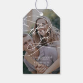 Romantische kalligrafie donkere foto dank u gunst cadeaulabel (Achterkant)