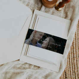 Romantische kalligrafie donkere foto overlay bruil uitnodigingen wikkel