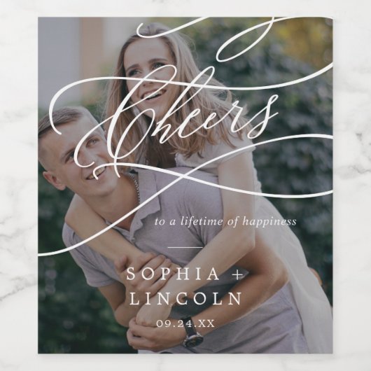 Romantische kalligrafie donkere foto overlay bruil wijn etiket (Enkel label)