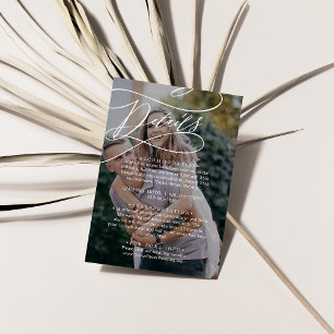 Romantische kalligrafie donkere foto overlay detai informatiekaartje