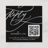 Romantische kalligrafie donkere foto QR-code RSVP Informatiekaartje (Voorkant)