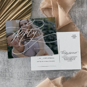 Romantische kalligrafie Donkere foto Song Aanvraag Uitnodiging Briefkaart