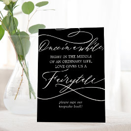 Romantische kalligrafie Donkere zwarte bruiloft Reclamebord Met Voetstuk