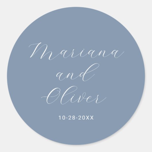 Romantische kalligrafie Dusty Blue Envelope zegels (Voorkant)