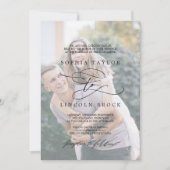 Romantische kalligrafie | Faded-fotoweddenschap Kaart (Voorkant)