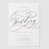 Romantische kalligrafie Fancy Elegant Classic Wedd Vellum Uitnodigingen (Voorkant)