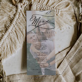 Romantische kalligrafie foto bruiloft diner menu