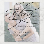 Romantische kalligrafie foto bruiloft wijn labels etiket (Enkel label)