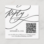 Romantische Kalligrafie Foto QR Code Bruiloft RSVP Informatiekaartje (Voorkant)