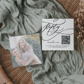 Romantische Kalligrafie Foto QR Code Bruiloft RSVP Informatiekaartje