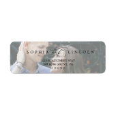 Romantische kalligrafie foto retour adres label (Voorkant)