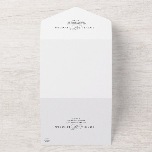 Romantische kalligrafie | Foto van het huwelijk All In One Uitnodiging (Buitenkant)