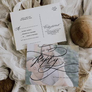 Romantische kalligrafie Fotolied Aanvraag RSVP Uitnodiging Briefkaart