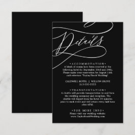 Romantische kalligrafie | Gegevens over het zwarte Informatiekaartje