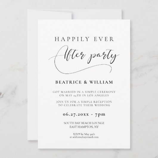 Romantische kalligrafie Gelukkig ooit na feest Kaart (Voorkant)