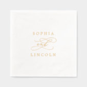 Romantische kalligrafie Gold Foil Bloeiende bruilo Folie Servetten (Voorkant)