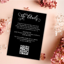 Romantische kalligrafie  gotische huwelijksdetails informatiekaartje